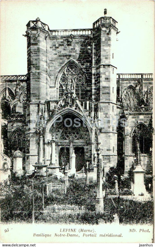 L'Epine - Basilique Notre Dame - Portail meridional - cathedral - 93 - old postcard - France - unused - JH Postcards