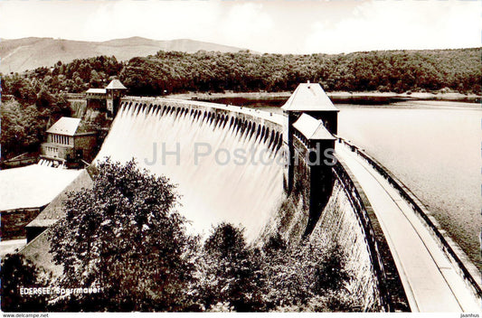 Die Edertalsperre - Edersee - Sperrmauer - old postcard - Germany - unused - JH Postcards