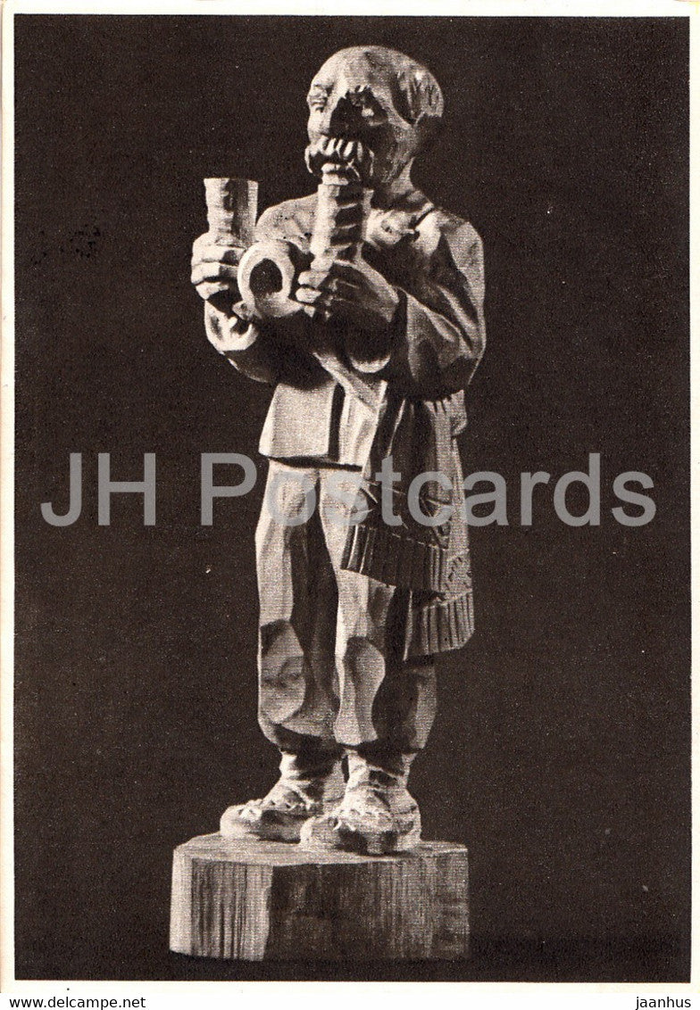 wooden sculpture by A. Puskorius - Pislys - Lithuanian art - Lithuania USSR - unused - JH Postcards