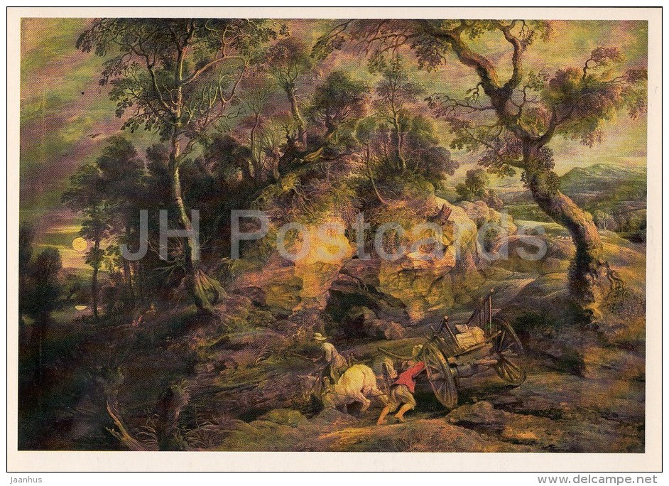 painting by Peter Paul Rubens - Landscape with stone carriers , 1620 - Flemish art - Russia USSR - 1983 - unused - JH Postcards