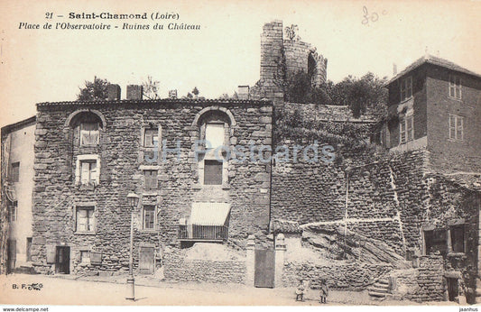 Saint Chamond - Place de l'Observatoire - Ruines du Chateau - castle ruins - 21 - old postcard - 1922 - France - used - JH Postcards
