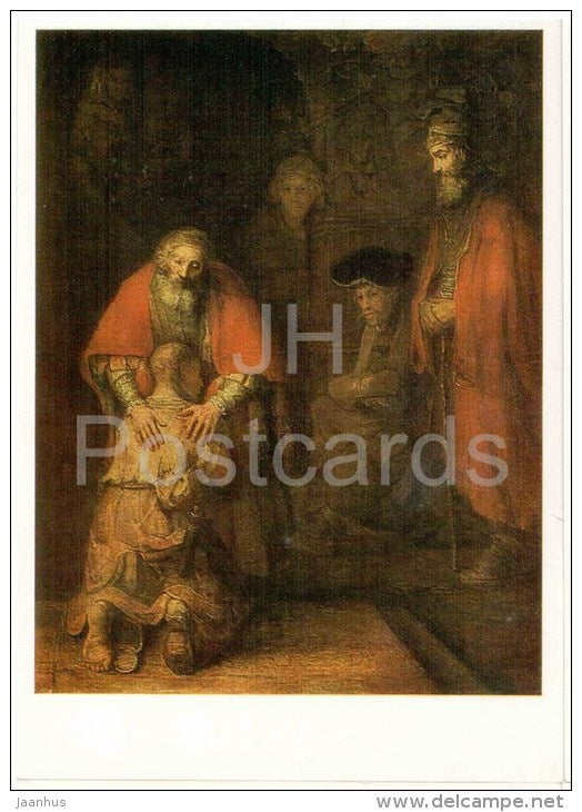 painting by Rembrandt - The Return of the Prodigal Son , 1663 - dutch art - unused - JH Postcards