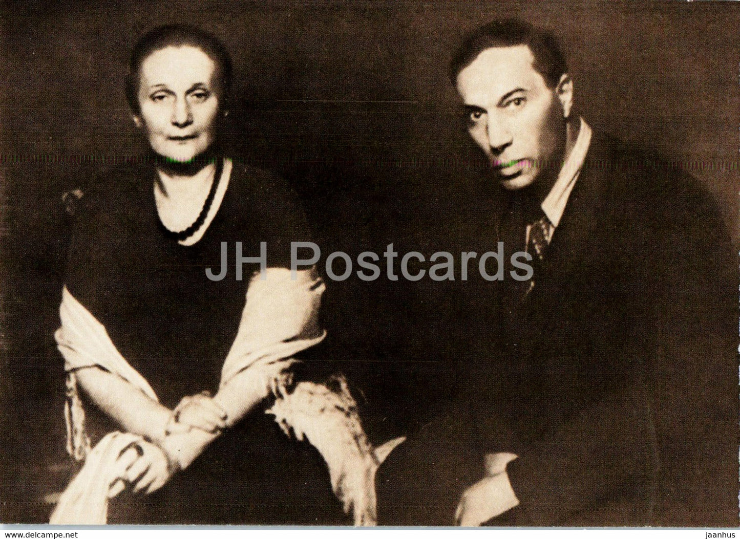 Russian poet Anna Akhmatova - with Boris Pasternak 1946 - 1988 - Russia USSR - unused - JH Postcards