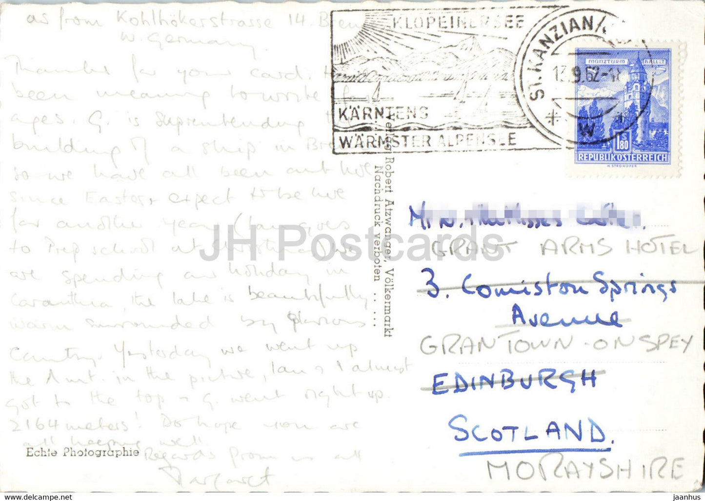 Klopeiner See mit Hochobir - carte postale ancienne - 1962 - Autriche - utilisé