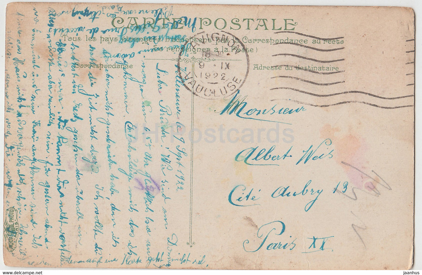 Villeneuve les Avignon - Le Fort St Andre &amp; La Ville - 3316 - alte Postkarte - 1922 - Frankreich - gebraucht