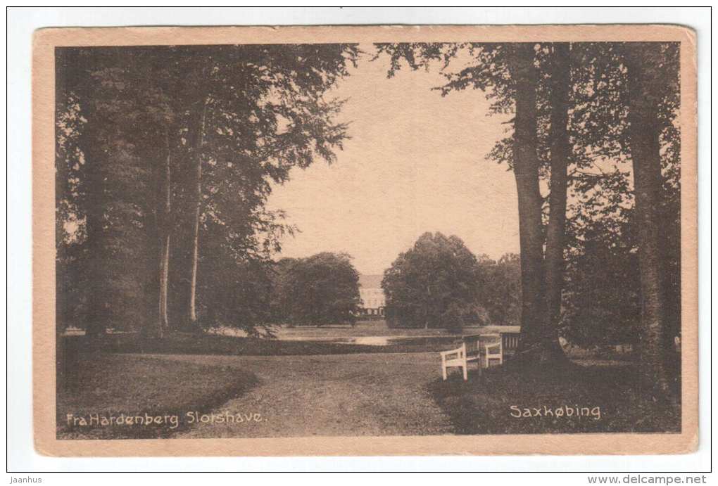 Fra Hardenberg Slotshave - Saxkobing - Hardenberg Castle Gardens - Denmark - old postcard - unused - JH Postcards