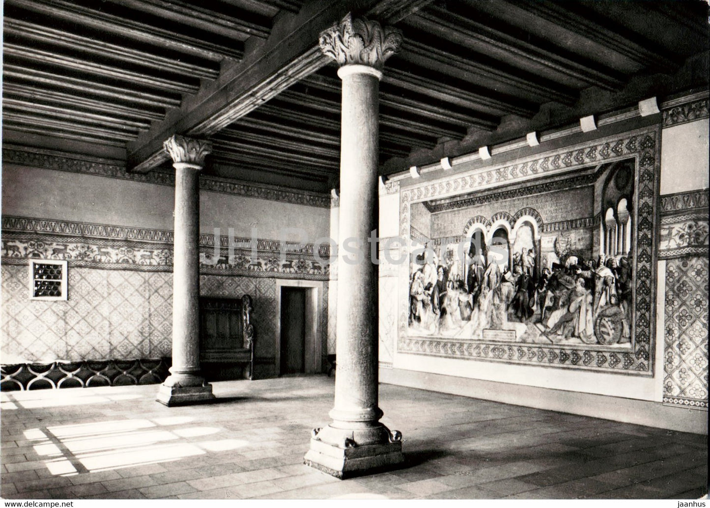 Bildpostkarte der Wartburgstiftung - Die Wartburg Palas - Sangersaal - Fresko - old postcard - Germany DDR - unused - JH Postcards