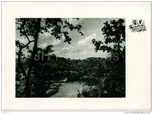 View of the valley of the river Gauja - Sigulda - old postcard - Latvia USSR - unused - JH Postcards