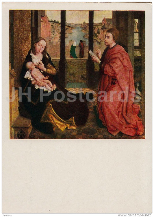 painting by Rogier van der Weyden - Luke draws a portrait of the Madonna - Dutch art - 1957 - Russia USSR - unused - JH Postcards