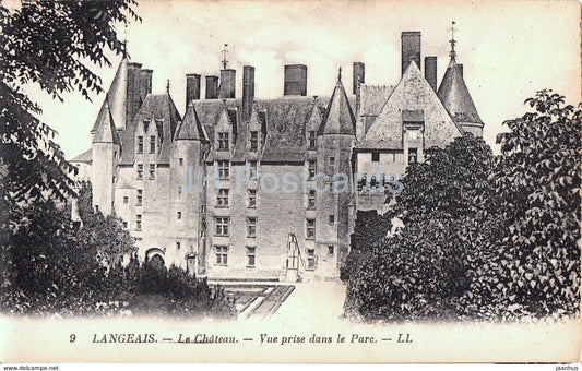 Langeais - Le Chateau - Vue prise dans le Parc - castle - 9 - old postcard - France - unused