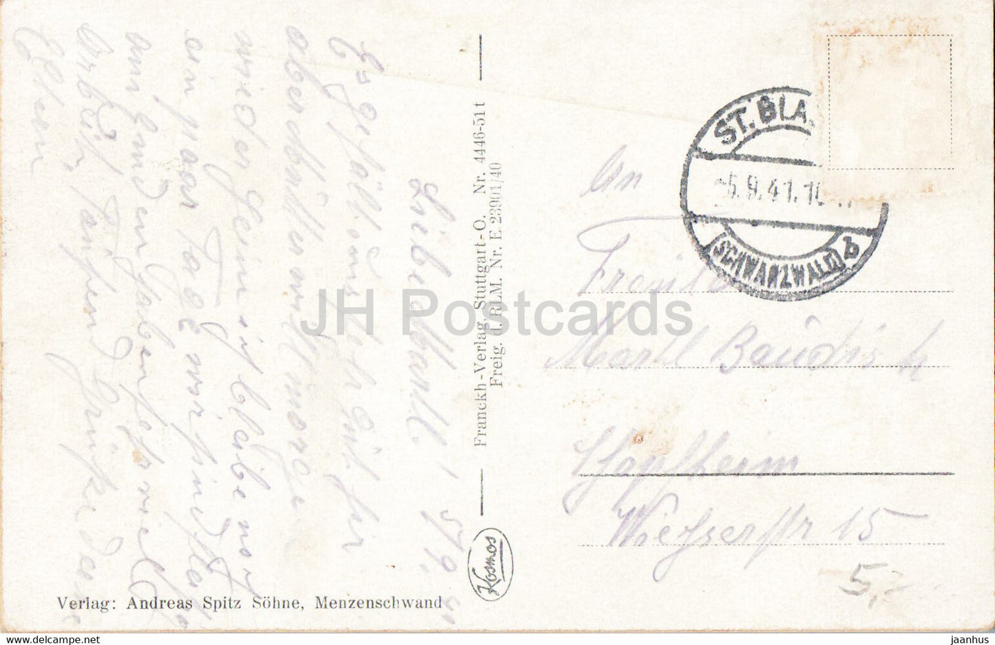 Hohenluftkurort und Wintersportplatz Menzenschwand Schwarzwald 880 m - alte Postkarte - 1941 - Deutschland - gebraucht