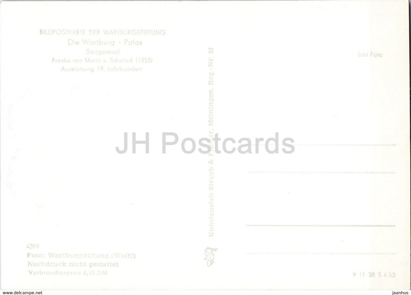 Bildpostkarte der Wartburgstiftung - Die Wartburg Palas - Sangersaal - Fresko - alte Ansichtskarte - Deutschland DDR - unbenutzt