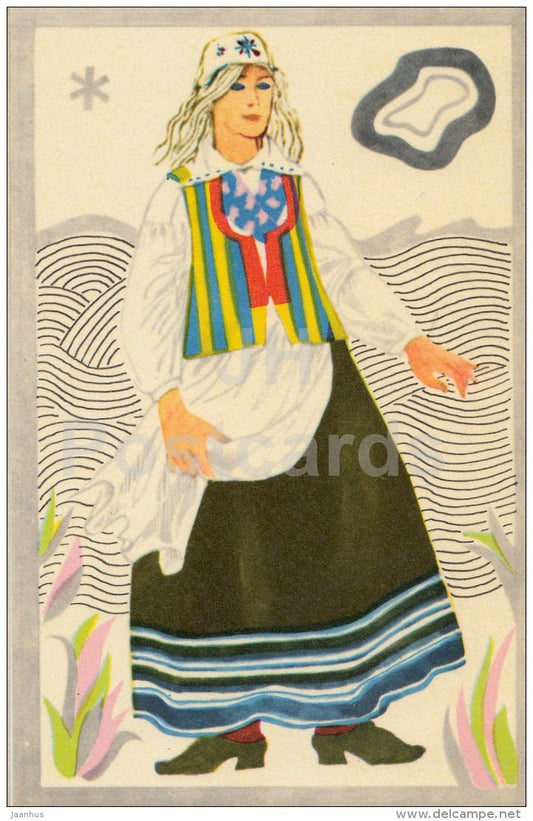 Saaremaa Püha - Folk Costumes of Estonian Islands - national costumes - 1973 - Estonia USSR - unused - JH Postcards