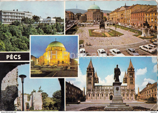 Pecs - architecture - square - monument - multiview - 1976 - Hungary - used - JH Postcards