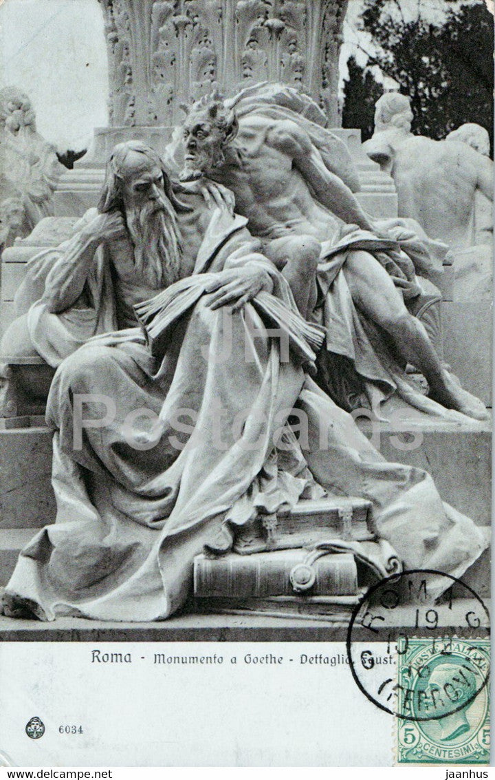 Roma - Rome - Monumento a Goethe - Dettaglio - Faust - 6034 - monument - old postcard - 1916 - Italy - used - JH Postcards