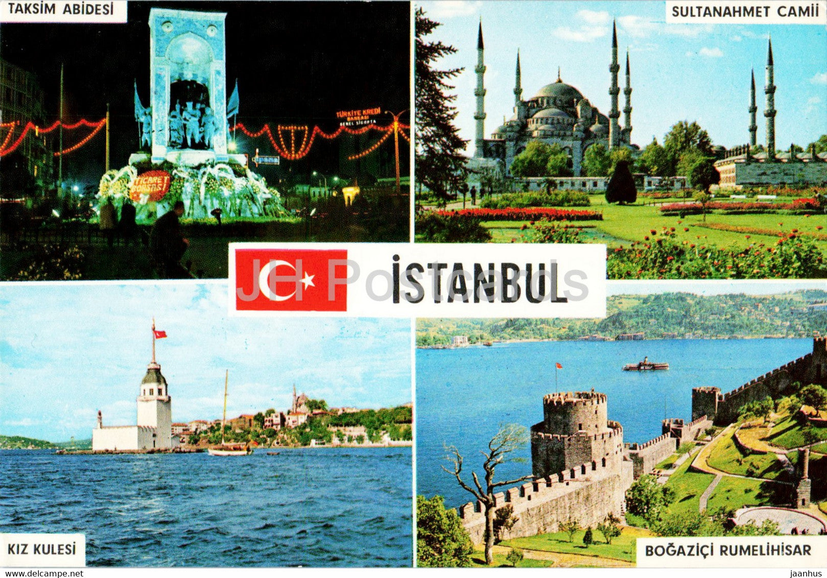 Istanbul - multiview - Keskin - Taksim monument - Kiz Kulesi - 1988 - Turkey - used - JH Postcards