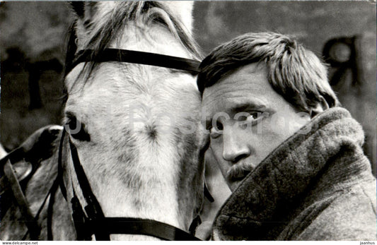 Russian singer and actor Vladimir Vysotsky - movie Two Comrades Were Serving - horse - 1986 - Russia USSR - unused