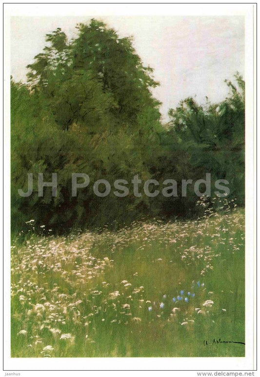 painting by Isaac Levitan - Meadow near the woods , 1898 - large format postcard - russian art - unused - JH Postcards