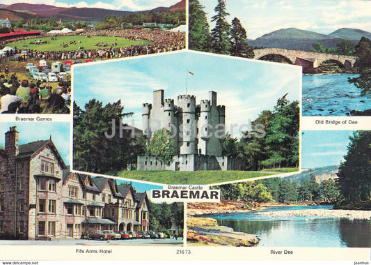 Braemar Castle - Braemar Games - Old Bridge of Dee - Fife Arms Hotel - River Dee - Scotland - United Kingdom - unused - JH Postcards