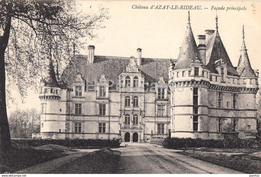 Chateau d' Azay Le Rideau - Facade Principale - castle - old postcard - France - unused