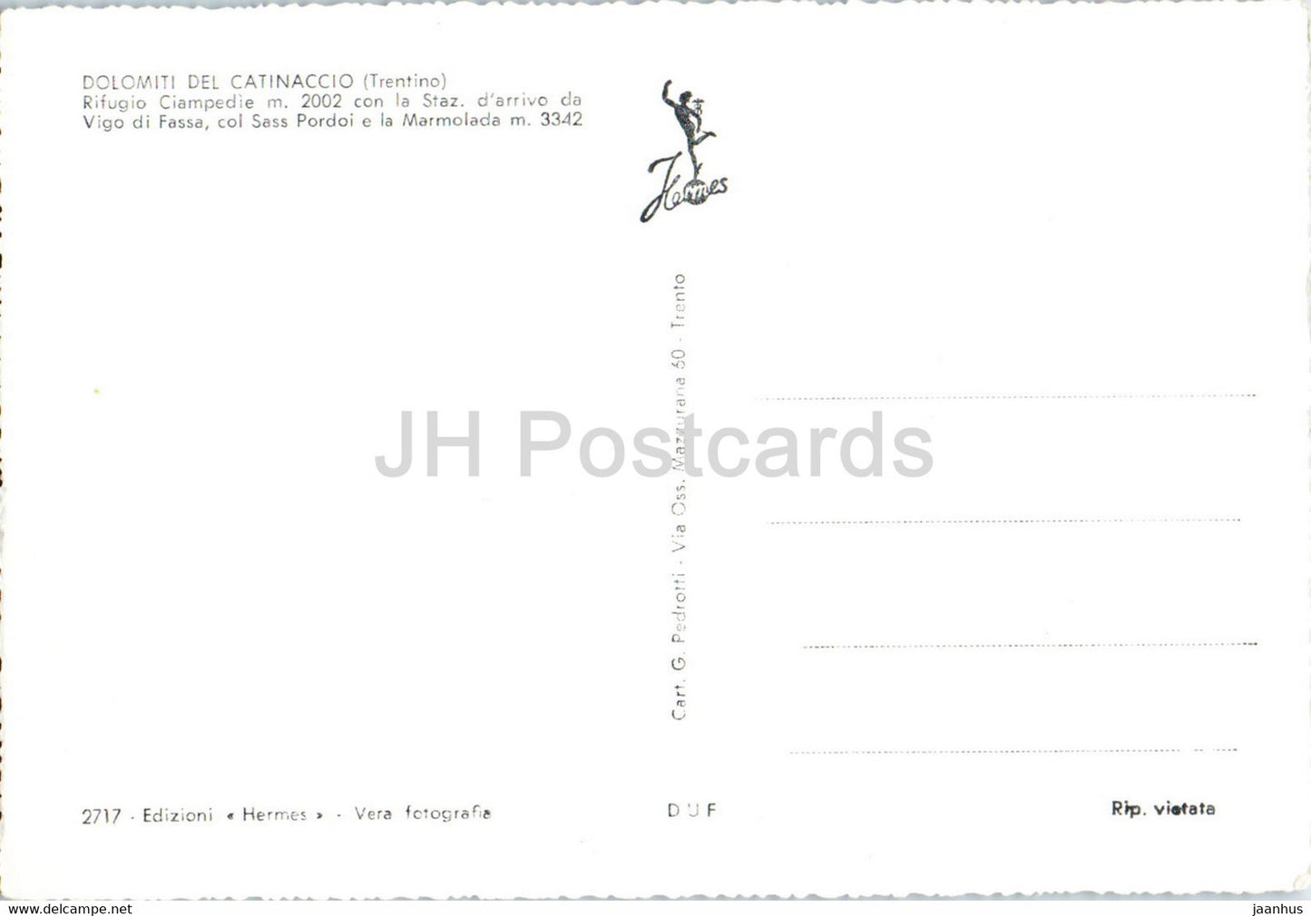 Dolomiti del Catinaccio - Rifugio Ciampedie - Vigo di Fassa - Sass Pordoi - Marmolada - old postcard - Italy - unused