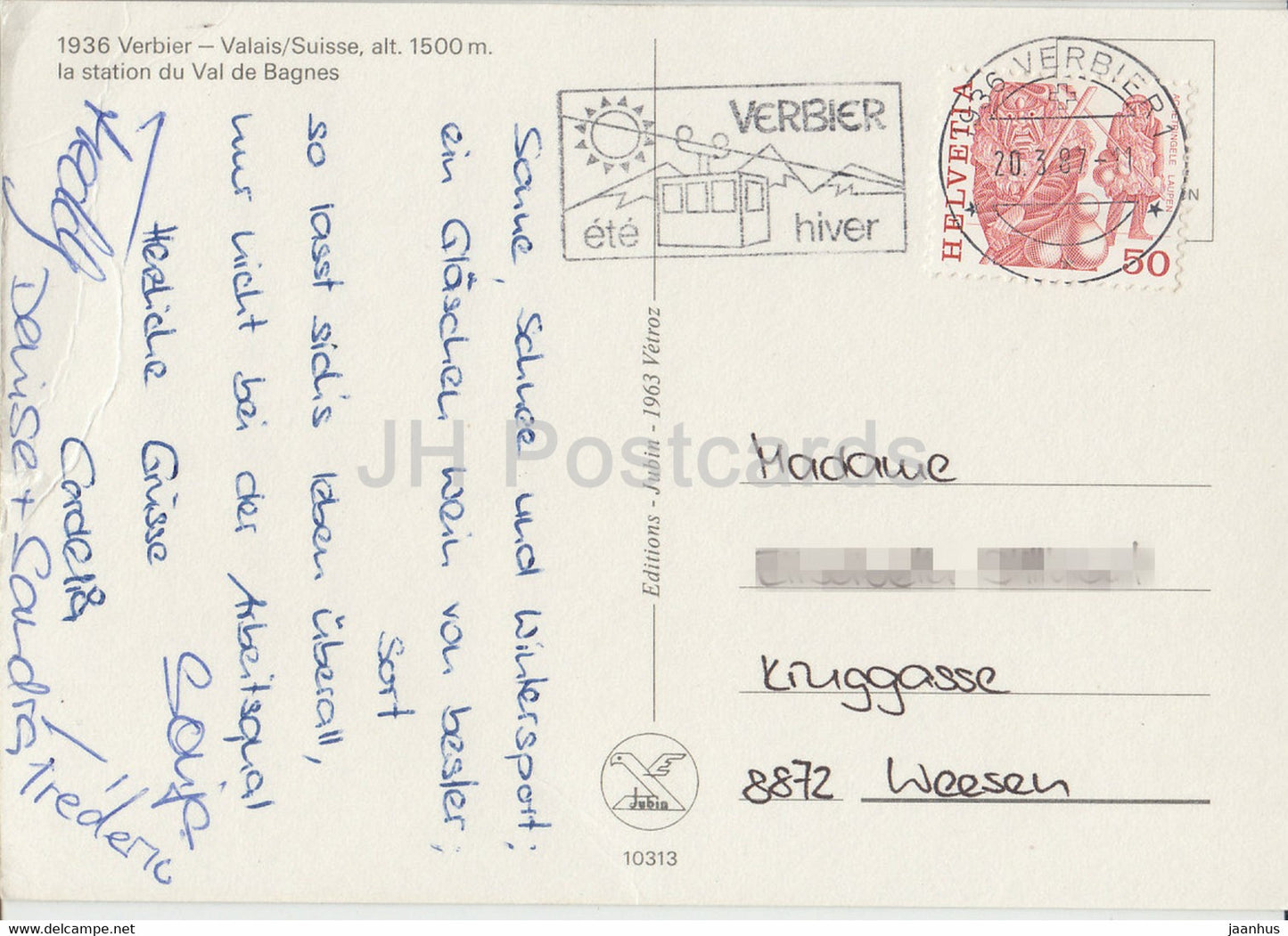 Verbier 1500 m - la Station du Val de Bagnes - 1987 - Switzerland - used