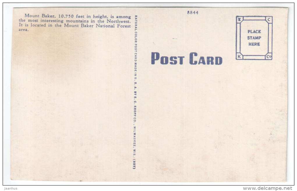 Mt. Baker from Austin Pass , Washington - mountain - P97 - old postcard - USA - unused - JH Postcards