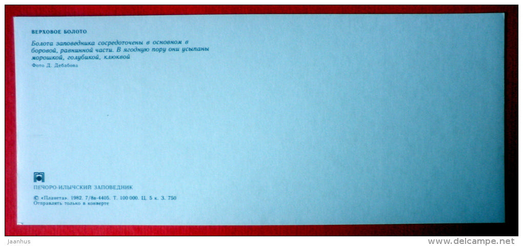swamp - cloudberry - blueberry - Pechora-Ilych Nature Reserve - Komi Republic - 1982 - Russia USSR - unused - JH Postcards