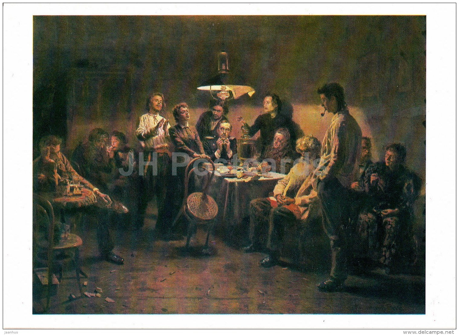 painting by V. Makovsky - Social evening , 1875-97 - Russian Art - 1985 - Russia USSR - unused - JH Postcards