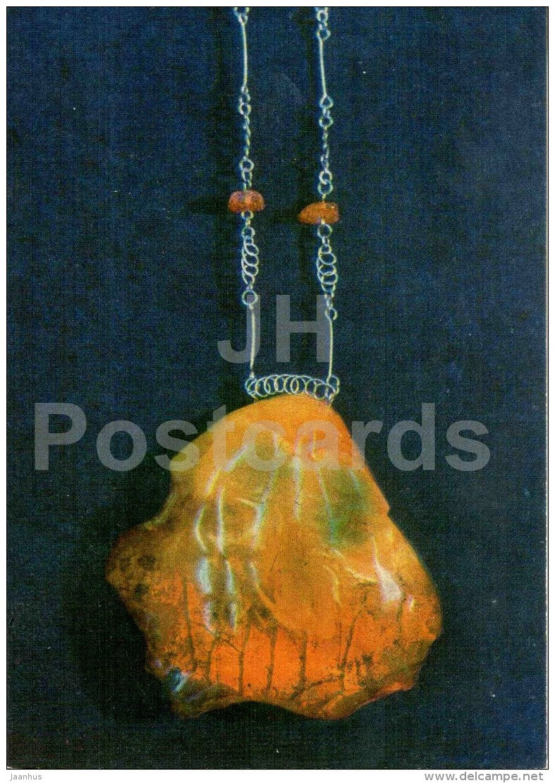 Medallion by J. Griciunaite - art - Amber - Gintaras - 1973 - Lithuania USSR - unused - JH Postcards