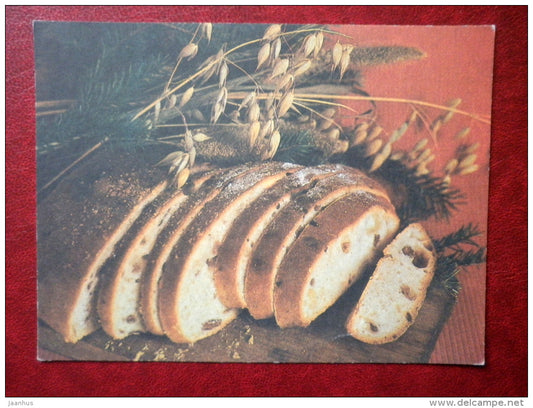 Christmas greeting card - bread - 1992 - Estonia - used - JH Postcards