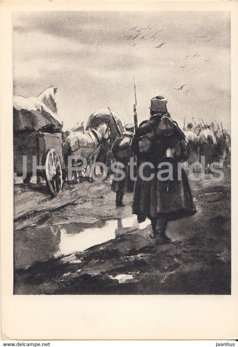 Works by Russian Writer Aleksey Tolstoy - The Road to Calvary - army - illustration - 1965 - Russia USSR - unused - JH Postcards