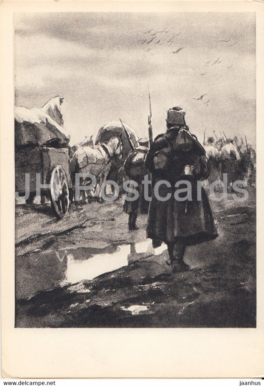 Works by Russian Writer Aleksey Tolstoy - The Road to Calvary - army - illustration - 1965 - Russia USSR - unused - JH Postcards
