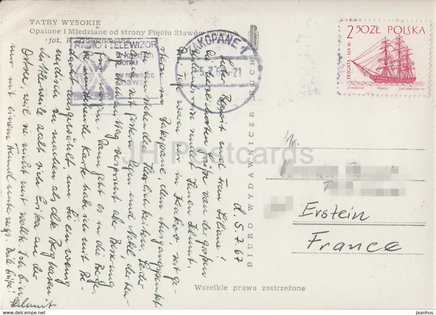 Vysoke Tatry - Hautes Tatras - Opalone i Miedziane od strony Piecu Stawow Polskich - 1967 - Pologne - d'occasion