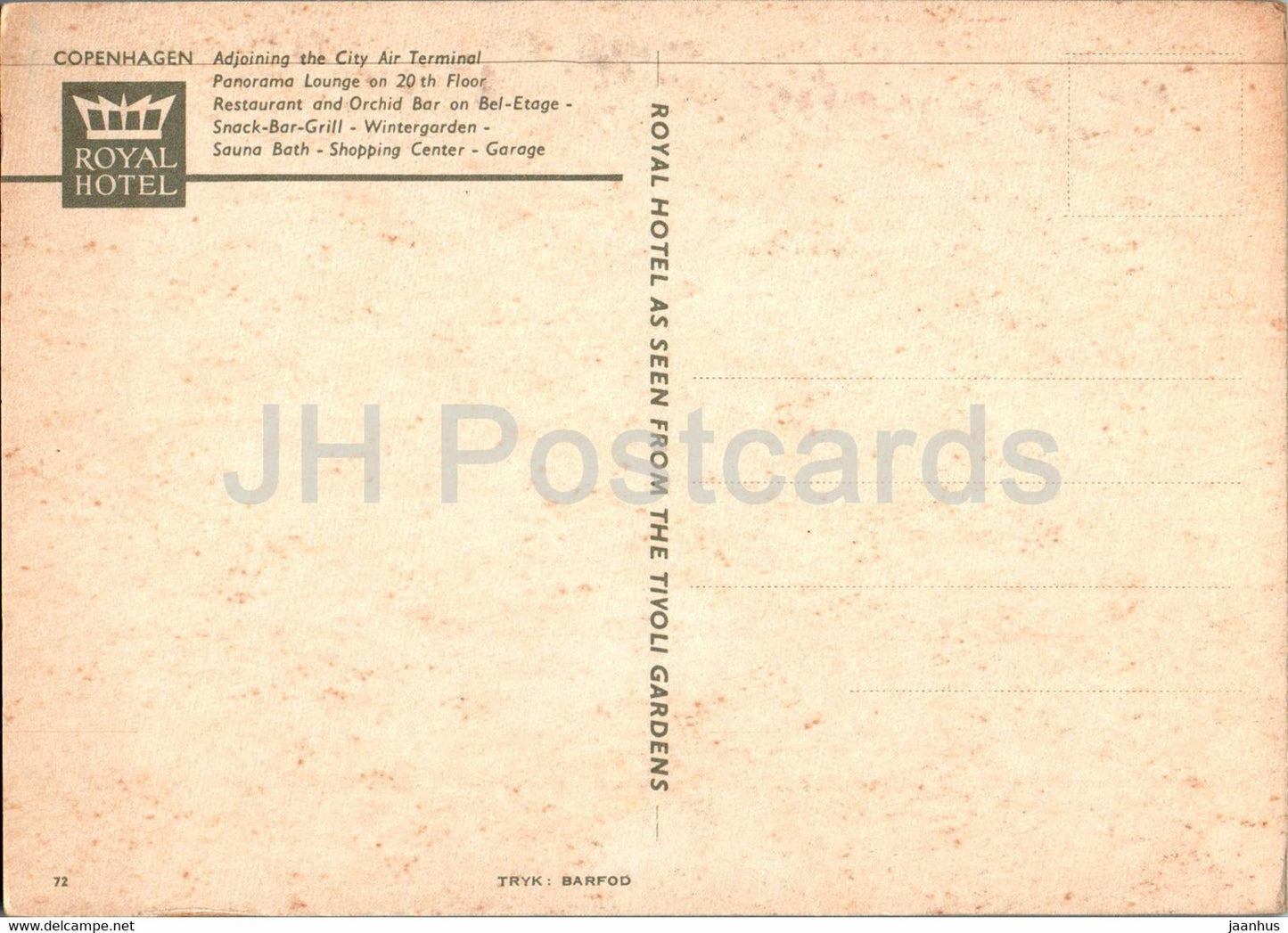 Copenhagen - Kopenhagen - Royal Hotel - Adjoining the City Air Terminal - 72 - Denmark - unused