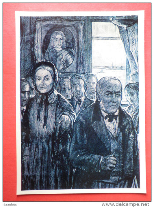 illustration by I. Glazunov Tatyana Markovna and Nil Andreyevich - novel by I. Goncharov - 1976 - Russia USSR - unused - JH Postcards