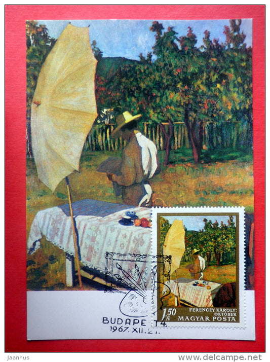 Maximum Card - painting by Ferenczy Karoly , October - 1967 - Hungary - unused - JH Postcards
