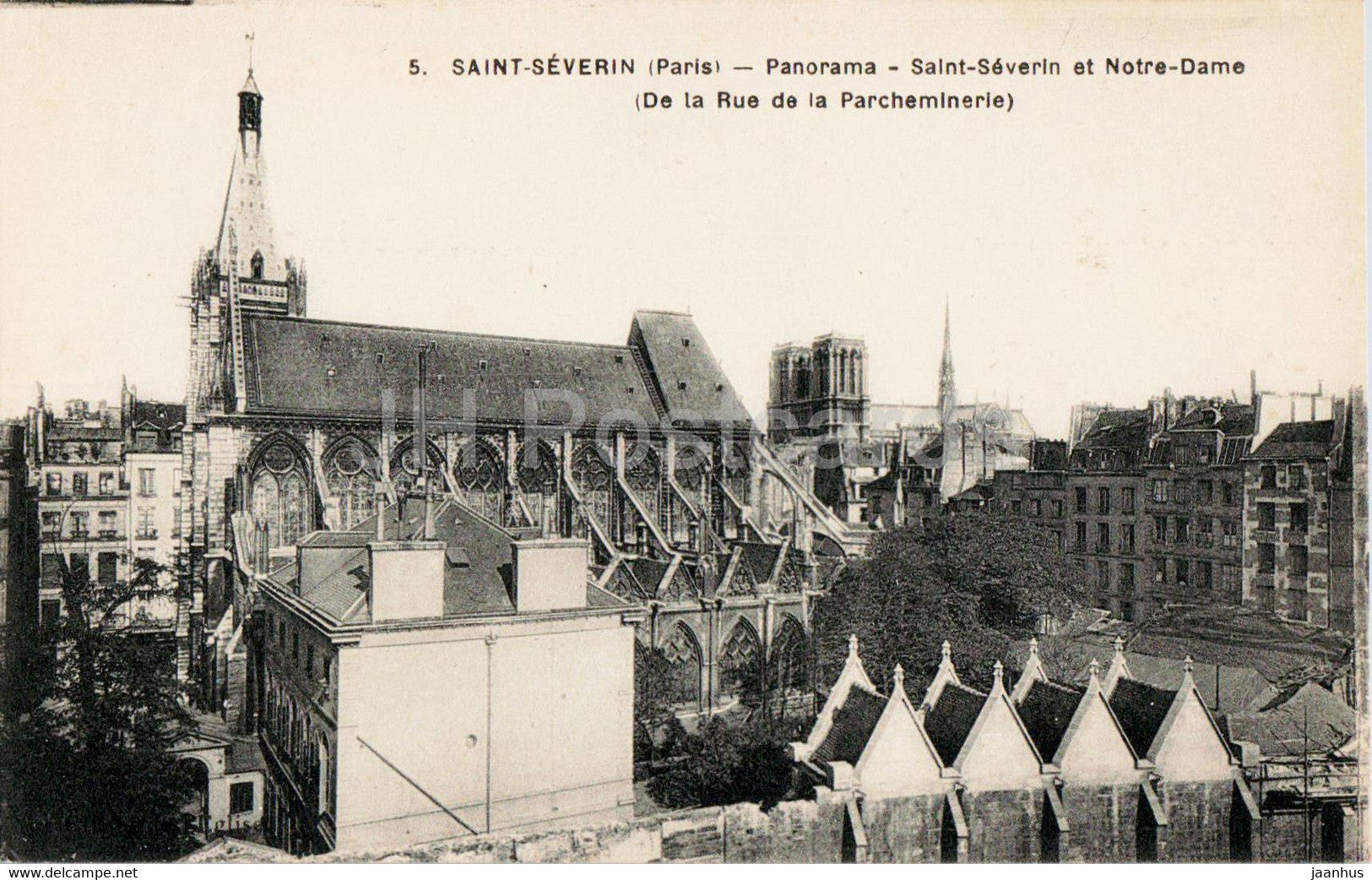Paris - Saint Severin - Panorama - Notre Dame  - De la Rue de la Parcheminerie - 5 - old postcard - France - unused - JH Postcards
