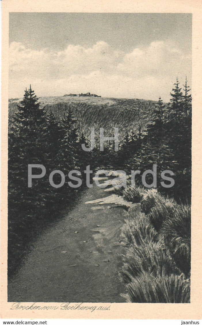 Brocken vom Goetheweg aus - Brocken Hotel - 4373 - old postcard - Germany - unused - JH Postcards