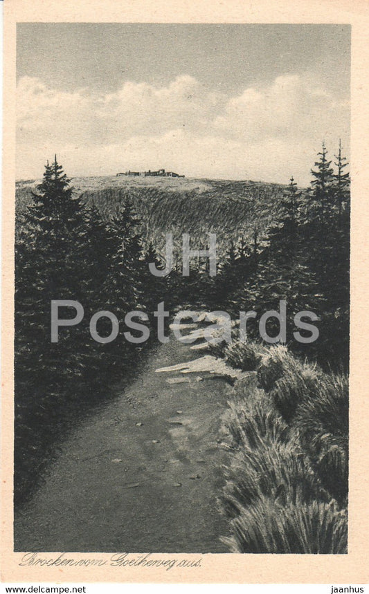 Brocken vom Goetheweg aus - Brocken Hotel - 4373 - old postcard - Germany - unused - JH Postcards