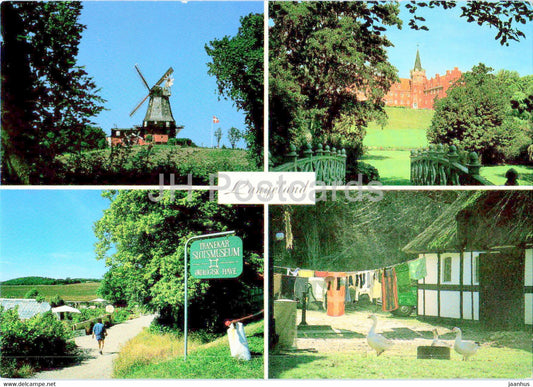 Langeland - windmill - multiview - Denmark - unused - JH Postcards