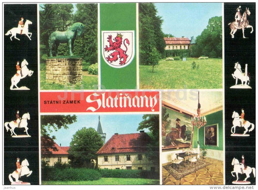 Slatinany castle - horses - Czechoslovakia - Czech - unused - JH Postcards