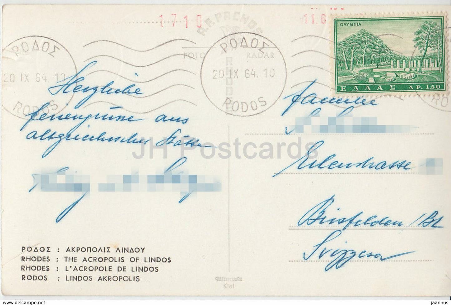 Rhodes - L'Acropole de Lindos - Grèce antique - 1964 - Grèce - d'occasion