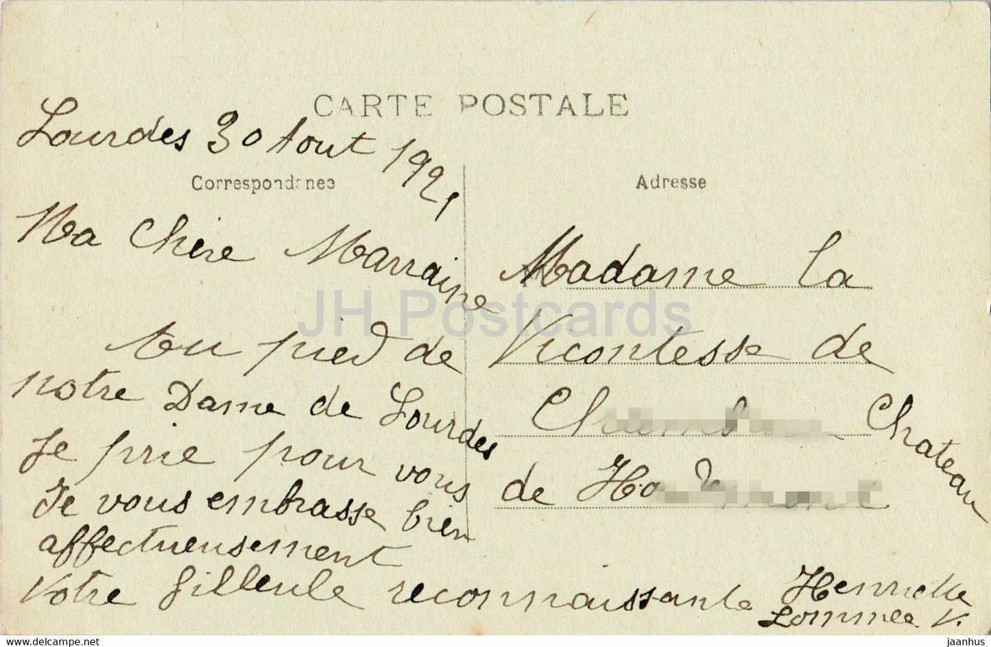 Lourdes - La Basilique - Les Pyrenees - cathedral - 91 - old postcard - 1921 - France - used