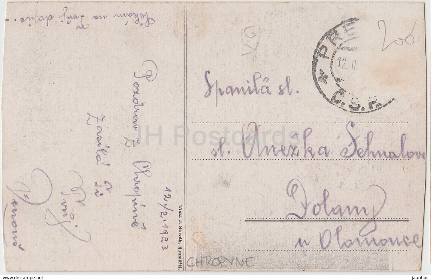 Pozdrav z Chropine - Chopryne - Zamek - Skola - old postcard - 1923  - Czech Republic - used