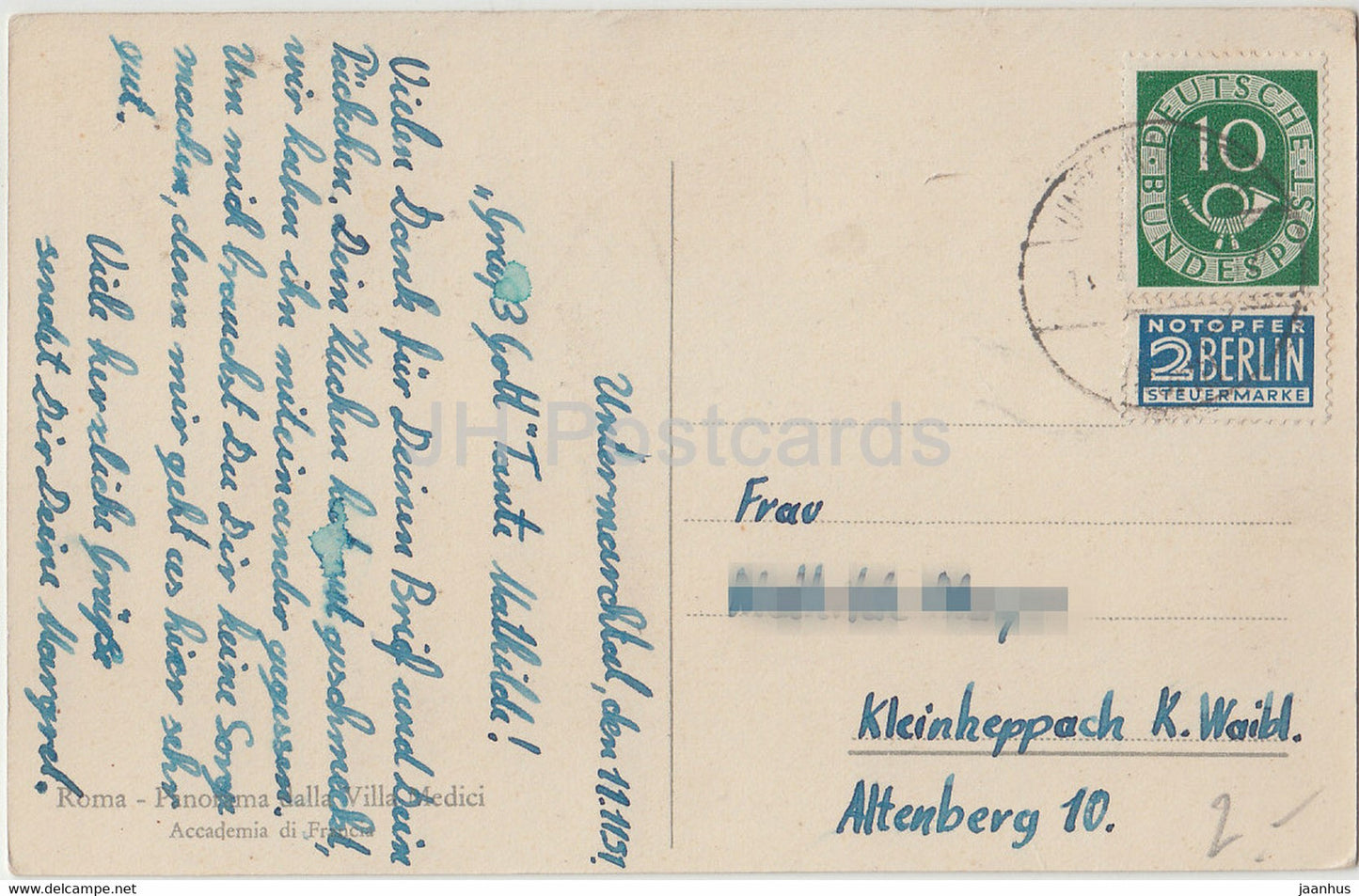 Roma - Rom - Panorama dalla Villa Medici - Illustration von Aldo Raimondi - alte Postkarte - Italien - gebraucht