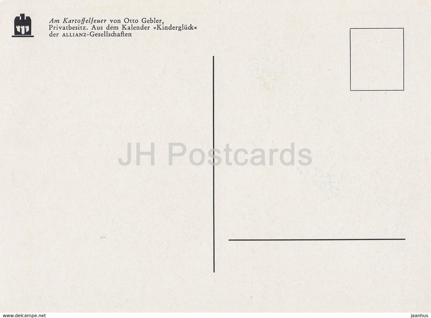 peinture d'Otto Gebler - Am Kartoffelfeuer - enfants - moutons - Art allemand - Allemagne - inutilisé