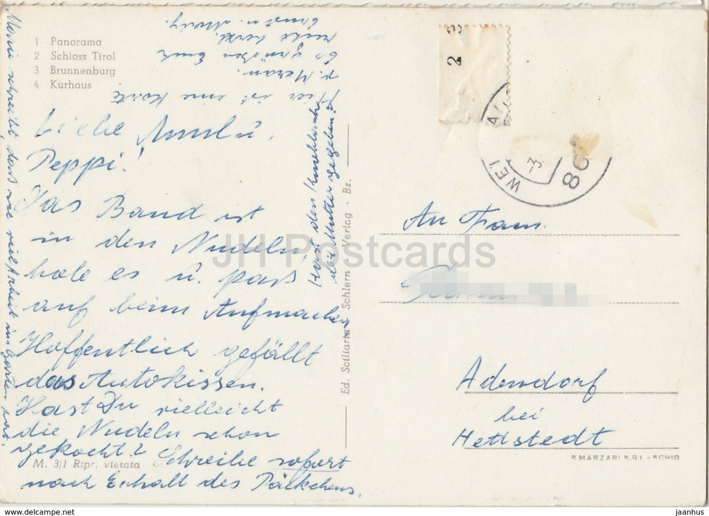 Merano - Meran - panorama - Castel Tirolo - Castel Fontana - Casino di Cura - castle - multiview - Italy - used