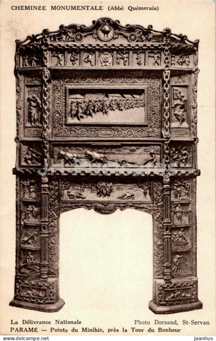 Cheminee Monumentale - Parame Pointe du Minihic pres la Tour du Bonheur - fireplace - old postcard - France - unused - JH Postcards