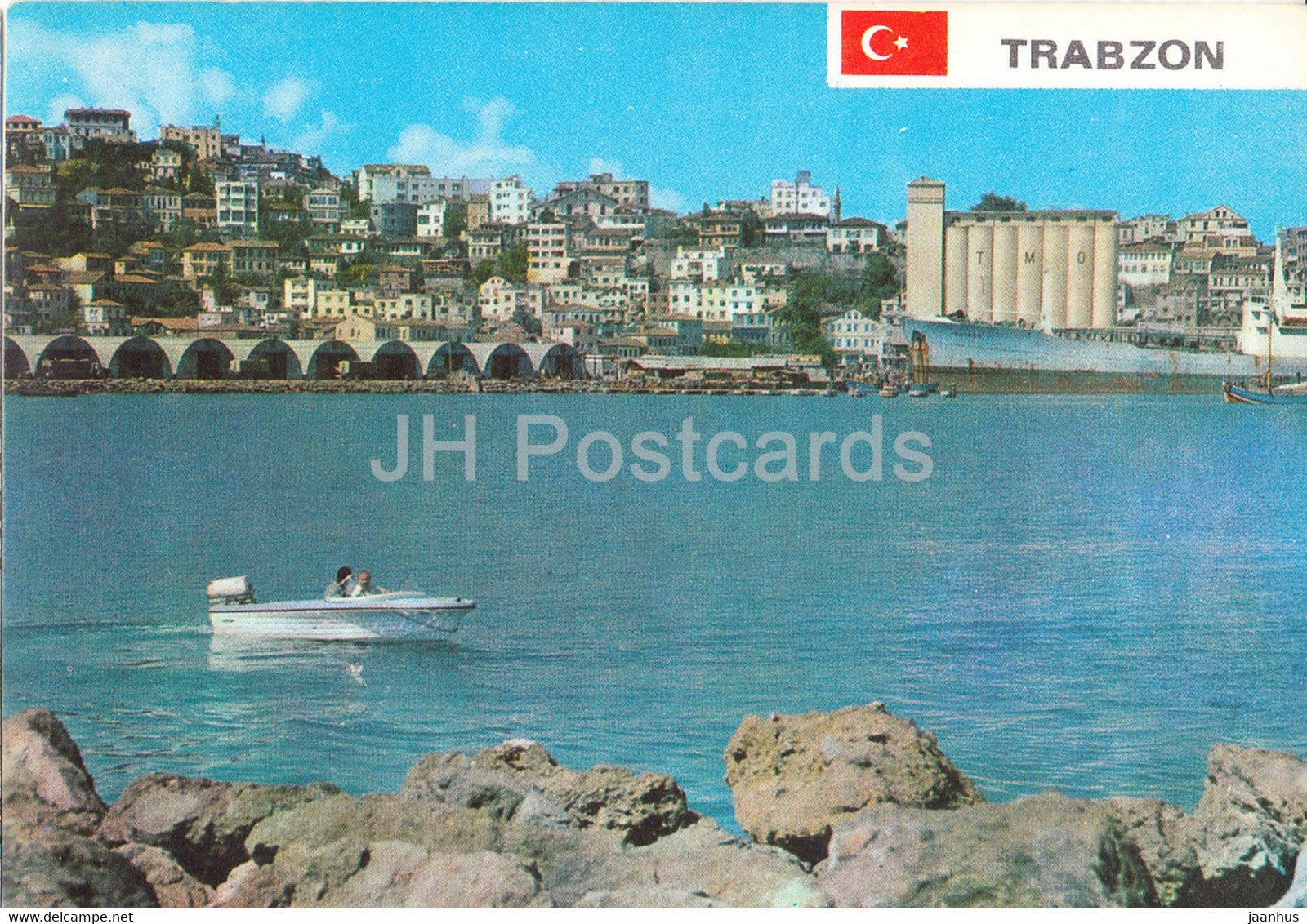 Trabzon - A view of the city and the port from the breakwater - 1987 - Turkey - used - JH Postcards